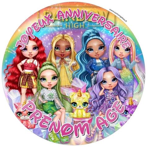 Disque Rainbow High Comestible D Coration De G Teau Personalis