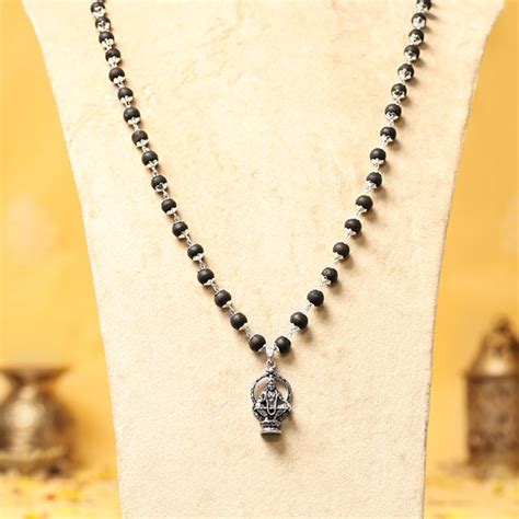 silver capped karungali malai  lord ayyappa pendant divine hindu
