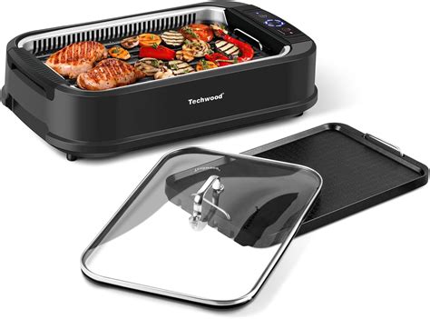 Techwood 1500w Smokeless Electric Indoor Grill With Non Stick Plates And Temperature Control In