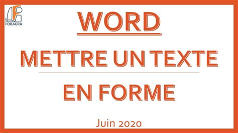 Tutoriel Word Comment Mettre Un Texte En Forme YouTube