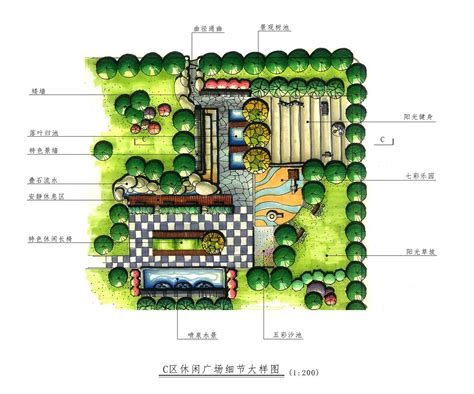 休闲广场景观平面图 装信通网效果图