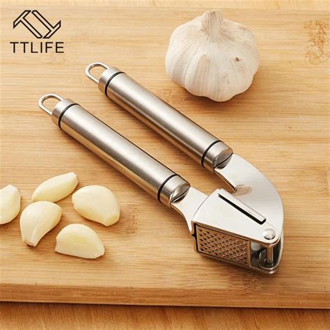 Ttlife Kitchen Squeeze Tool Alloy Crusher Garlic Presses Stainless