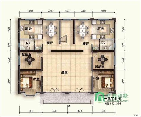 1715精致双拼，一梯多户，两层自建别墅，带屋顶露台 双拼别墅设计图 轩鼎别墅图纸