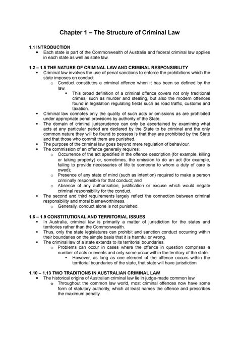 Week 2 Chapter 1 The Structure Of Criminal Law Notes Chapter