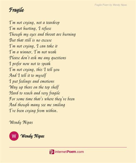 Fragile Poem By Wendy Nipas