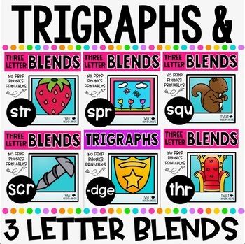 3 Letter Blends and Trigraphs Phonics BUNDLE Literacy NO PREP Printables