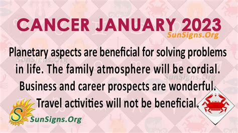 Cancer January 2023 Monthly Horoscope Predictions - SunSigns.Org