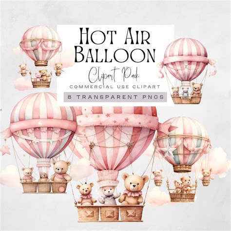 Bear In Pink Hot Air Balloon Clipart Flying Bear Graphics It S A Girl