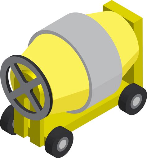 Cement Mixer Illustration In 3d Isometric Style 14376019 Png