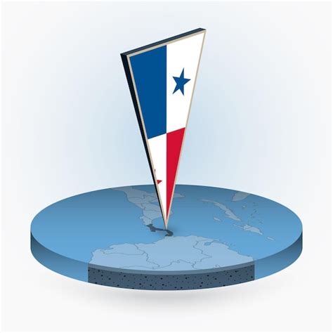 Mapa De Panam En Estilo Isom Trico Redondo Con Bandera Triangular D