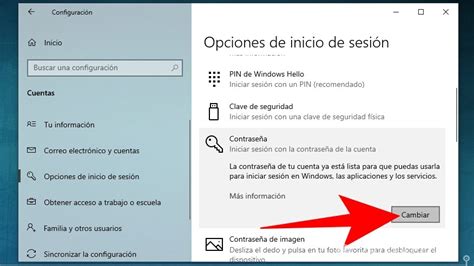 Windows 10 cómo cambiar la contraseña de inicio de sesión