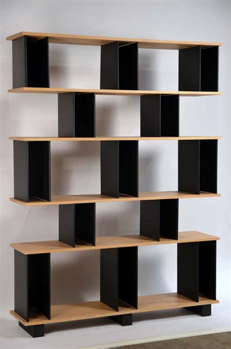 Tall Horizontale Black Steel And Oak Shelving Unit By Design Frères Oak Shelving Unit