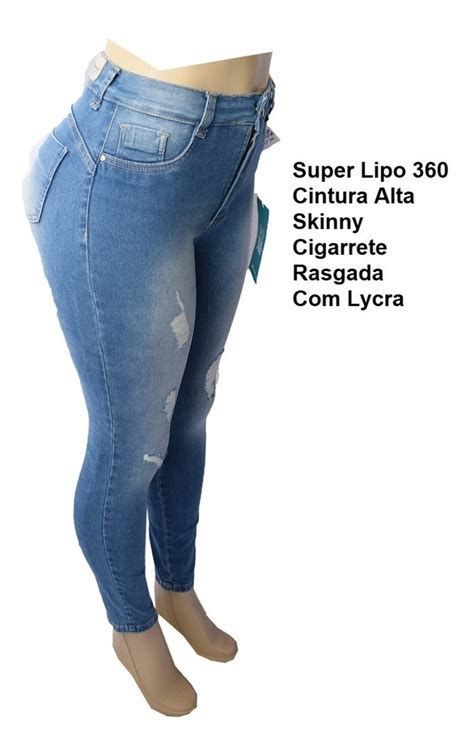 Calça Jeans Feminina Sawary Super Lipo 360 Cinta Modelador Mercado