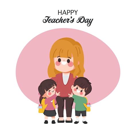 Premium Vector | Happy Teacher's day with cartoon student and teacher.