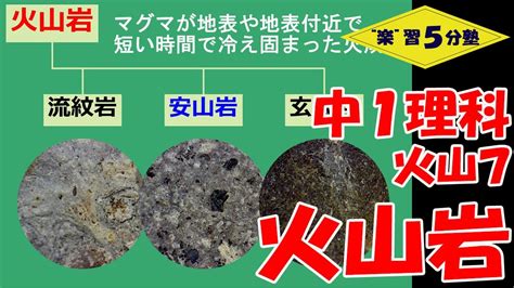 【中1理科 地学】火山7 「火山岩」『斑状組織』『石基』『斑晶』 - YouTube