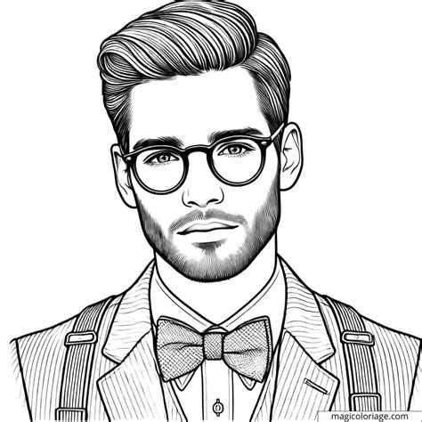 Coloriage portrait homme rétro à imprimer gratuitement