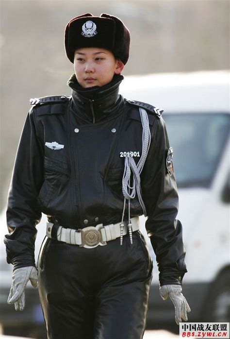 Chinese police woman in full leather uniform Cop Uniform, Police ...