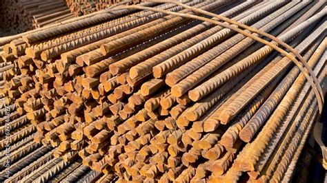 Construction Steel Rods Or Bars Work Reinforcement In Conncrete