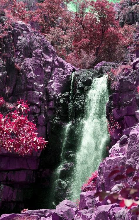 Beautiful waterfall in Katherine Gorge, Australia, pink color | Stock ...