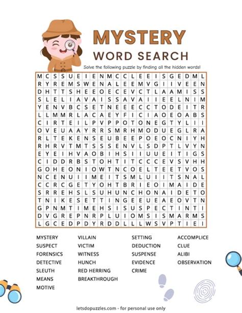 Mystery Word Search Printable Off