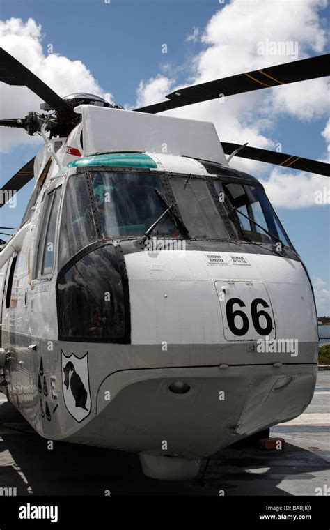 Sikorsky Sh 3 Sea King Helicopter On The Flight Deck Of Uss Midway