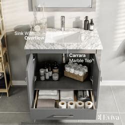 Eviva London 24 W X 18 D Gray Vanity And Carrara Natural Marble Vanity