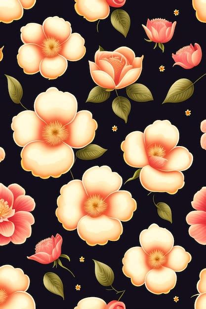 Premium AI Image | A black background with a floral pattern.