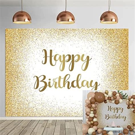 Gold Happy Birthday Backdrop 8x6ft Adults Women Men Birthday Photo Photography