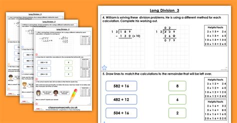 Long Division 3 Homework Extension Year 6 Four Operations Classroom