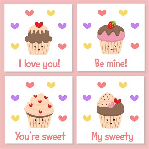 Set of cute cards for Valentines day. 2861486 Vector Art at Vecteezy