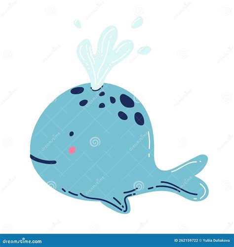 Caricatura De Ballena Linda Aislada En Fondo Blanco Ilustración del