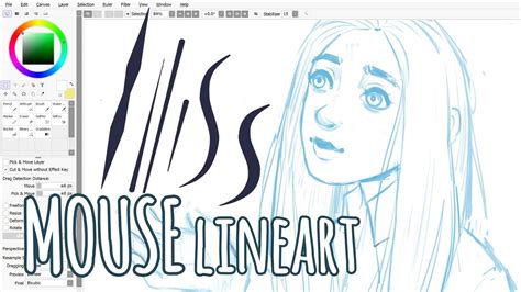 Lineart With A Mouse Paint Tool Sai Tutorial Youtube