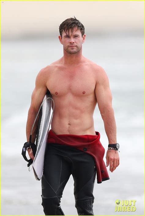 Chris Hemsworth Bares His Chiseled Shirtless Body Shares Sweet Kiss