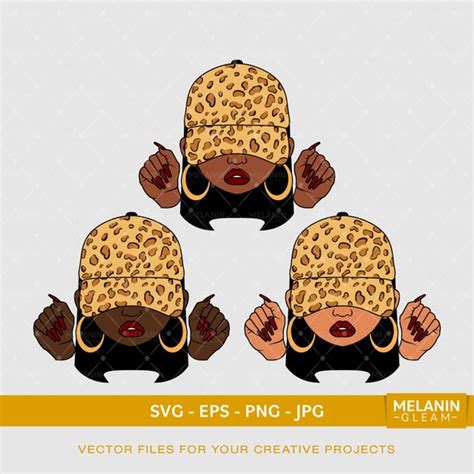 Periodt Woman Leopard Cap 2 Melanin Black Woman Svg Afro Etsy