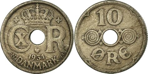 Coin Denmark Christian X 10 Öre 1931 Copenhagen Copper nickel