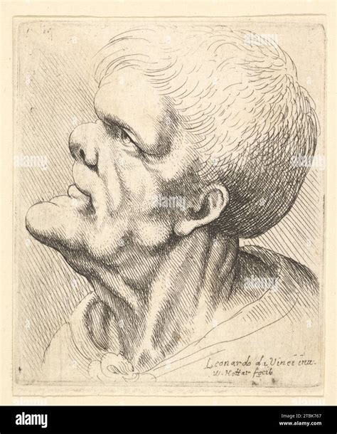 Head Of A Man With Protruding Chin And Snub Nose Looking Upwards In