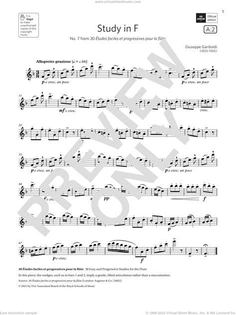 Gariboldi Study In F Grade 3 List A2 From The ABRSM Flute Syllabus