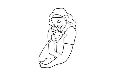 Download Mother Holding Baby Line Art SVG File - Free SVG Cut Files ...