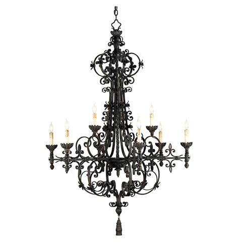 Malaga Spanish Revival Industrial Black 9 Light Chandelier Kathy Kuo Home