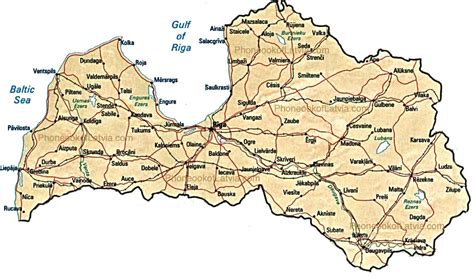 Map of Latvia by Phonebook of the World.com