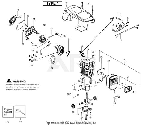 Poulan P3416 Gas Saw Type 1 Parts Diagram For Engine Assembly Type 1