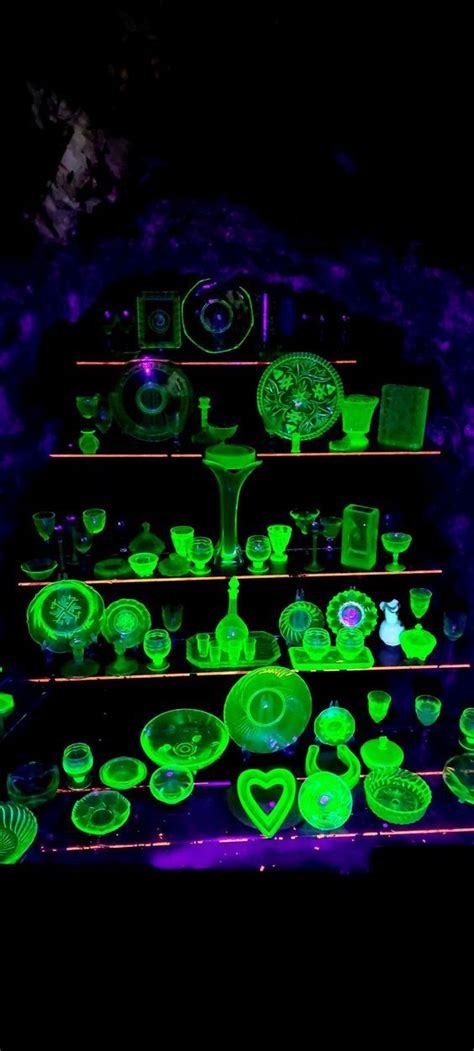 Uranium Glass Collection Glass Collection Glassware Display Vaseline Glass