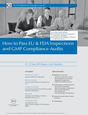 Fillable Online How To Pass EU FDA Inspections And GMP Compliance