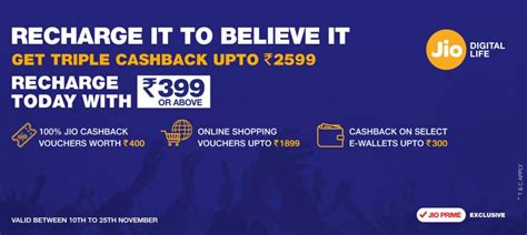 Reliance Jio Introduces Triple Cashback Offer Brings Back