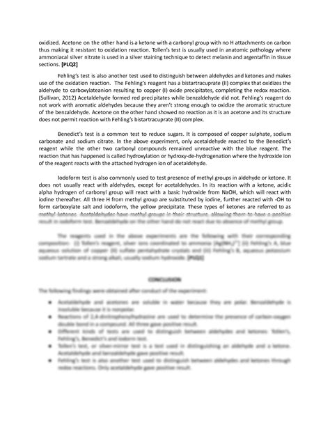 SOLUTION Labreport Aldehydes And Ketones Docx Studypool