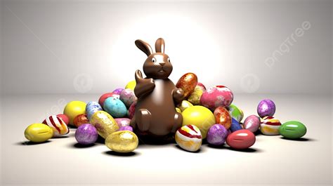 Chocolate Easter Bunny 3d Icons For Social Media Background 3d