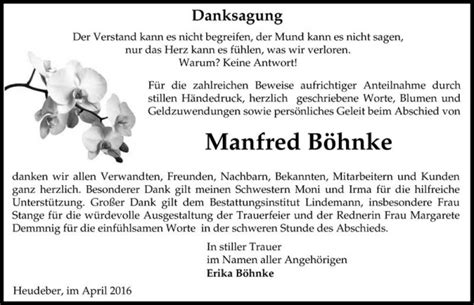 Traueranzeigen Von Manfred B Hnke Abschied Nehmen De