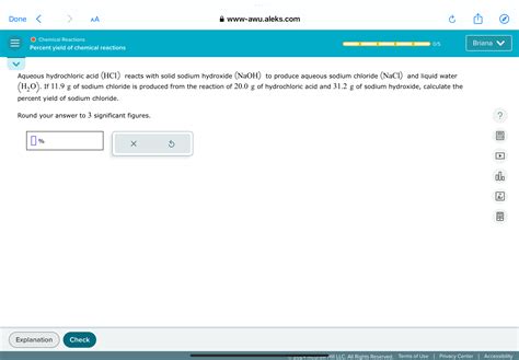 Solved Done Aa A Chemical Reactions Percent Yield Of Chemical Reactions