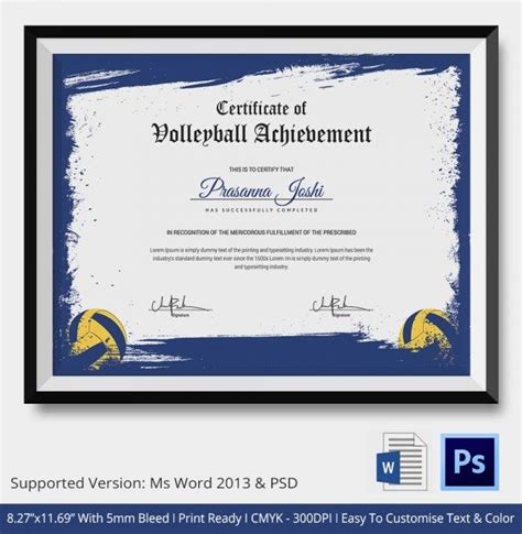 Volleyball Certificate 5+ Word, Pdf Documents Download Pertaining To ...