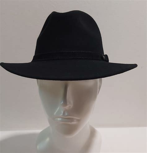 Cappello Indiana Jones Casual Feltro Lana Alta Qualita Nero Made In